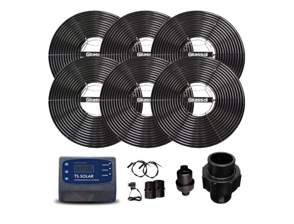 Kit 6 Placas Aquecimento Solar Piscina Até 24m3 Cdt Válvulas