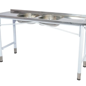 Pia Industrial Benfati Inox 430 160x53cm Pés Pintados Concretada com 2 Cubas