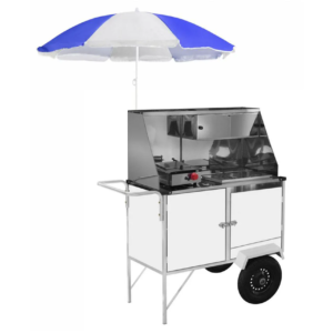 Carrinho 2 em 1 Cefaz Hot Dog e Lanche Luxo Com Rodas Pneumáticas e Guarda Sol BL10P/GS