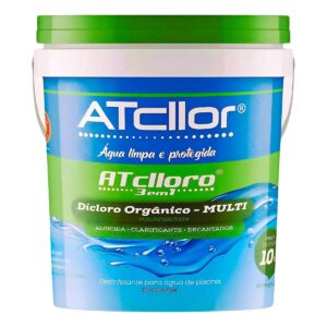 Balde De Cloro 10kg Para Piscina Atcllor 7433 3x1 Multifunção