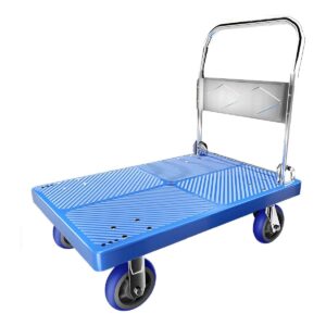 Carrinho Plataforma De Carga 4 Rodas Com Rolamento Dobrável Reforçado 300kg Boden - Azul