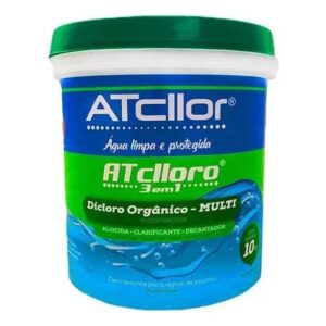 Cloro Orgânico Atcllor 10kg 3 em 1 Algicida Clarificante Piscina