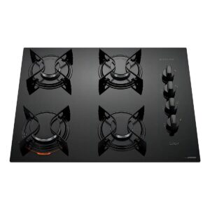 Cooktop 4 Bocas Atlas Preto Com Mesa De Vidro U Top Bivolt 110V/220V
