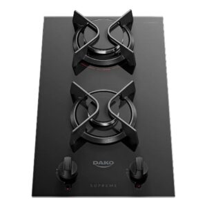 Cooktop A Gás Dako Supreme 2 Bocas Mesa Vidro Temperado Preto
