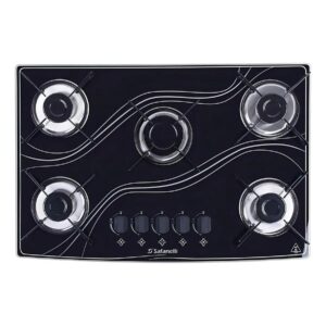 Cooktop Safanelli 5 Bocas Vidro Temperado Preto Automático Bivolt