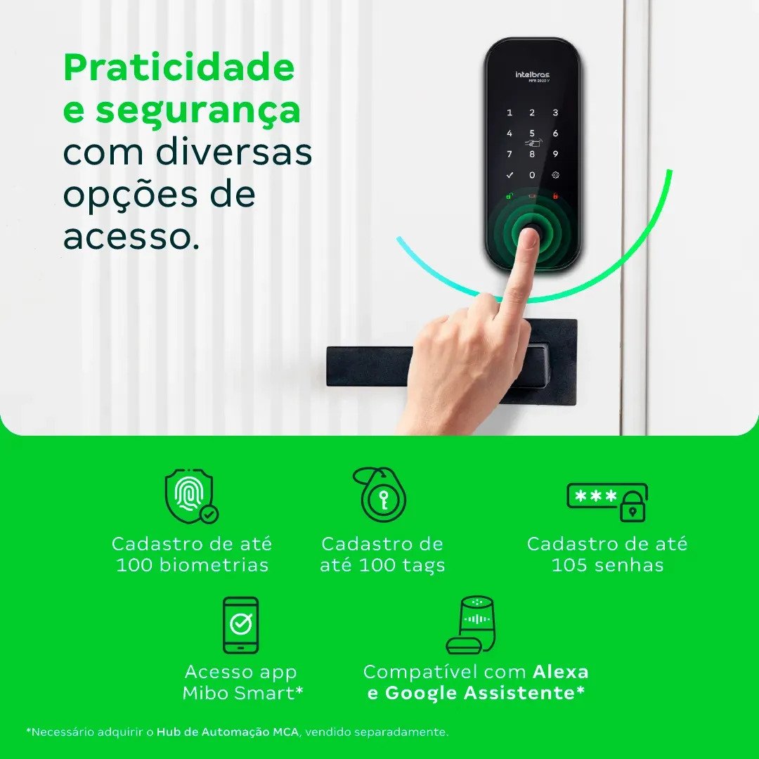 Fechadura Inteligente Intelbras MFR 2020 V Acesso Biométrico - Preta - Imagem 3