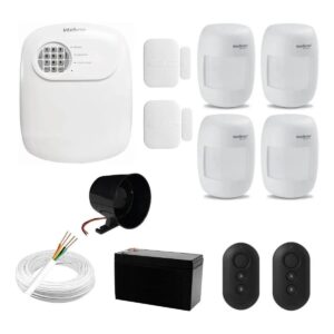 Kit Alarme Intelbras Central Anm 24 Net Completo 6 Sensores - Branco