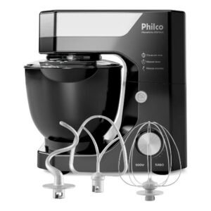 Batedeira Planetária Philco 900W 5L Preta 12 Velocidades Turbo PBP90A 220v