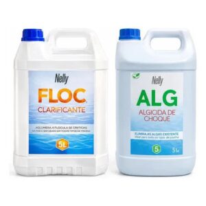 Kit Tratamento Piscina Algicida Choque Clarificante Nelly 5l